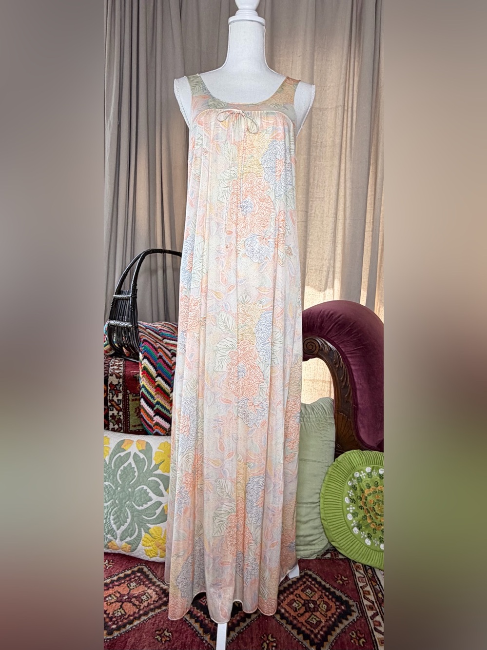 70s Floral Nightgown and Robe Set - Picture 12 of 12
